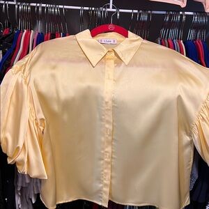 Love Yellow Satin Women's Top